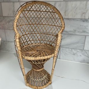 Mini Peacock Chair Plant Stand rattan vintage decor